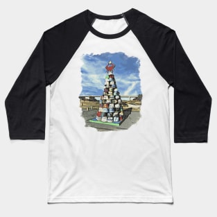 Crab Basket Christmas Tree in Watercolor Baseball T-Shirt